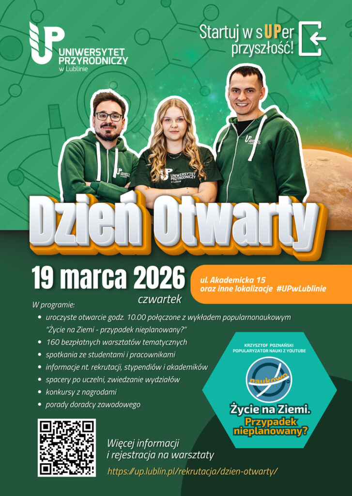 Plakat informujący o Dniu Otwartym UP